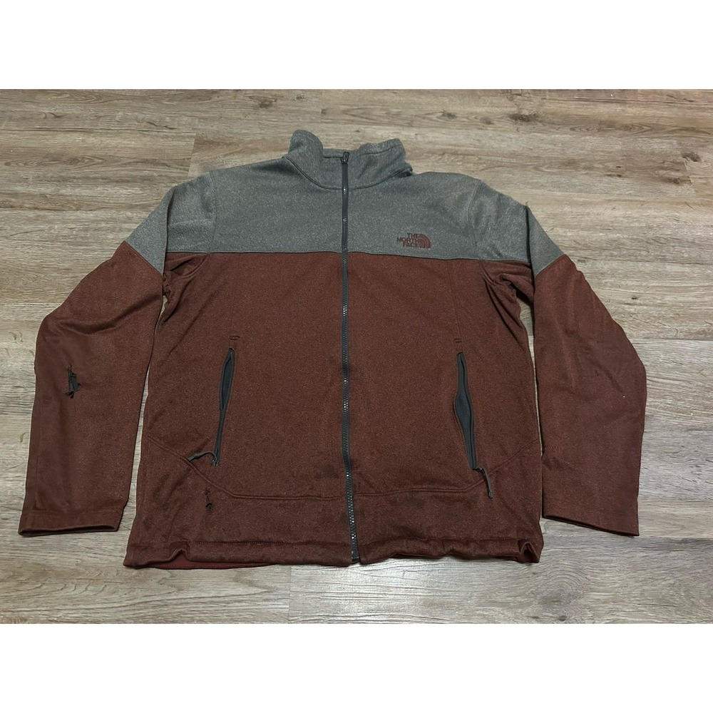 The North Face Mens Red/Gray Color Block Half Zip Pullover Jacket Size L‎